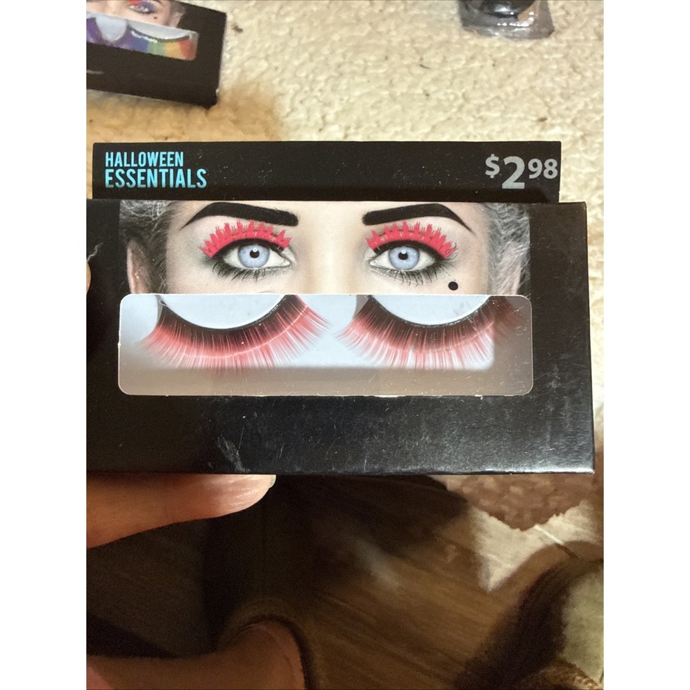 Halloween Essentials Self-Adhesive Orangie Pink And Black Eye Lashes